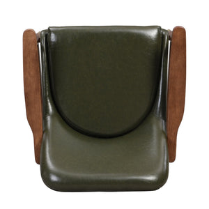English Elm 29.2'' Mid-century Faux Leather Accent Chair Solid Wood Frame Brass Tipped Legs Lounge N767P205863G