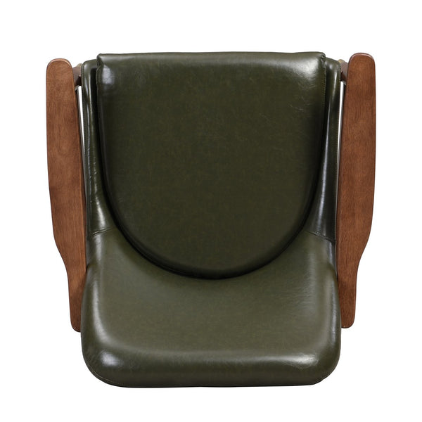 English Elm 29.2'' Mid-century Faux Leather Accent Chair Solid Wood Frame Brass Tipped Legs Lounge N767P205863G