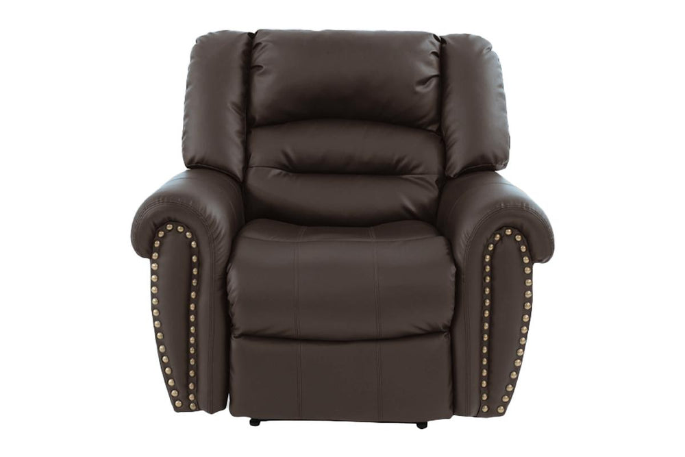 English Elm Modern Oversized Manual Recliner Chair Glider in Bonded Leather with Nailhead Trim and Plush Support Dark Brown 41 L x 31 W x 26 H B011P205583