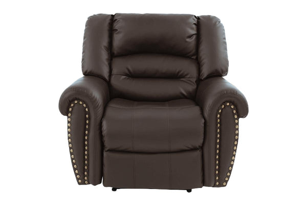 English Elm Modern Oversized Manual Recliner Chair Glider in Bonded Leather with Nailhead Trim and Plush Support Dark Brown 41 L x 31 W x 26 H B011P205583