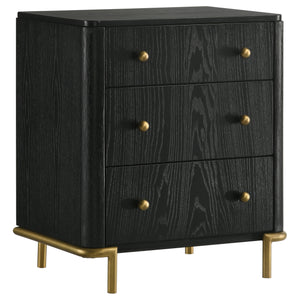 English Elm Anser 4-Piece Queen Bedroom Set – Modern Rattan With Gold Accents, Ample Storage & Elegant Design B062S01253