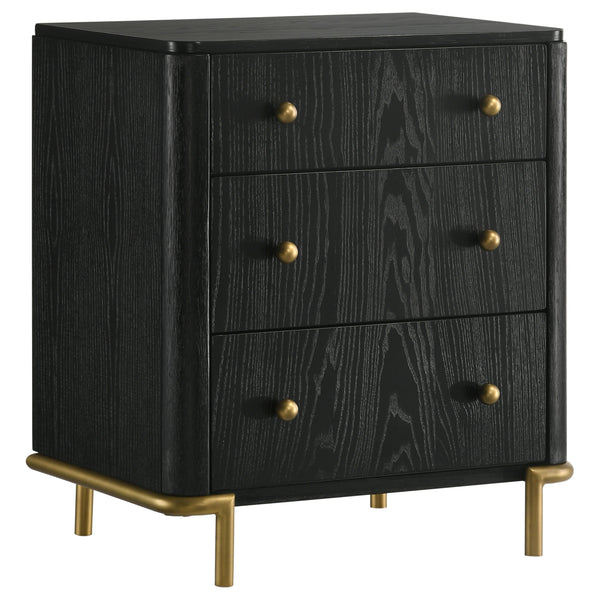 English Elm Anser 4-Piece Queen Bedroom Set – Modern Rattan With Gold Accents, Ample Storage & Elegant Design B062S01253