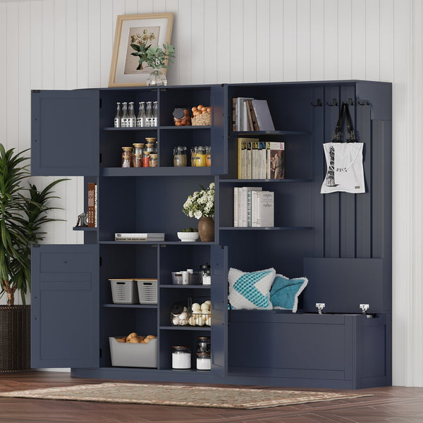 English Elm Multifunctional Hall Cabinet – Stylish 2-In-1 Storage Solution With Hooks For Entryway & Living Room W1580S00187