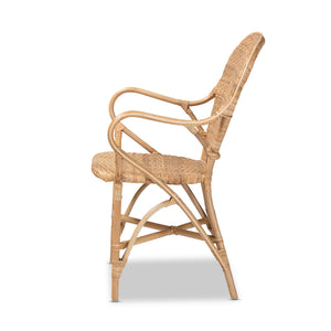 English Elm Modern Woven Rattan Dining Chair with Sculptural Back for Bohemian Coastal Spaces B2750P470035