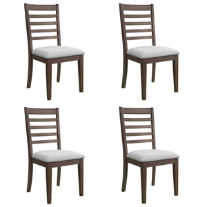 English Elm Farmhouse Ladder Back Dining Chairs Rubberwood Frame Upholstered Seat Set of 2 Brown+Beige N752P272063D