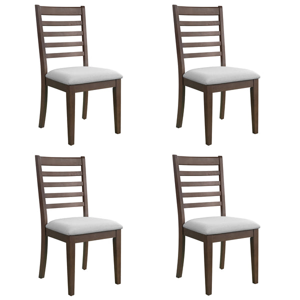 English Elm Farmhouse Ladder Back Dining Chairs Rubberwood Frame Upholstered Seat Set of 2 Brown+Beige N752P272063D