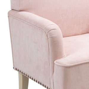 English Elm Modern Upholstered Accent Chair with Retro Wooden Legs Nailhead Trim High-Density Foam Seat 300lbs Pink W3042P262916
