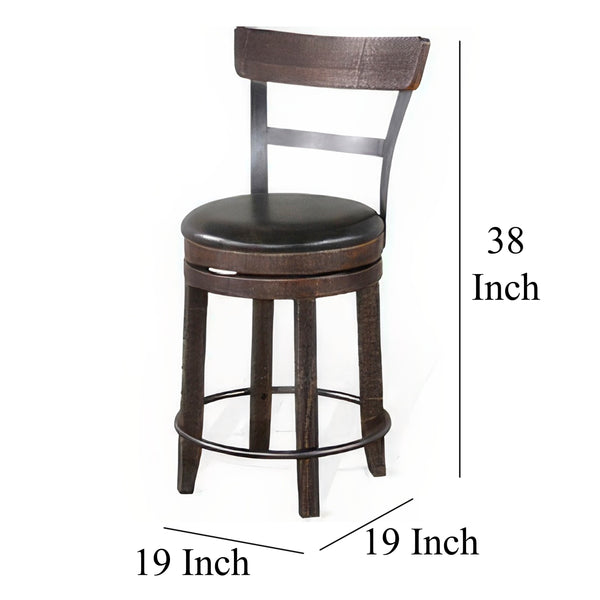 English Elm Flint Swivel Counter Stools Mahogany Wood Frame Faux Leather Set for Kitchen Bar B056P416925