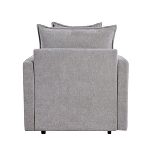 English Elm Chenille Solid Wood Frame Deep Seat Single Armchair with High-Density Foam Cushions & Toss Pillow Gray W1036P187127