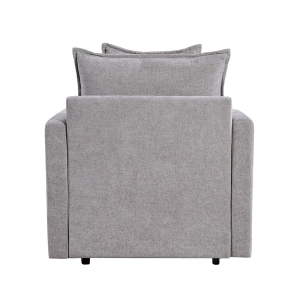 English Elm Chenille Solid Wood Frame Deep Seat Single Armchair with High-Density Foam Cushions & Toss Pillow Gray W1036P187127