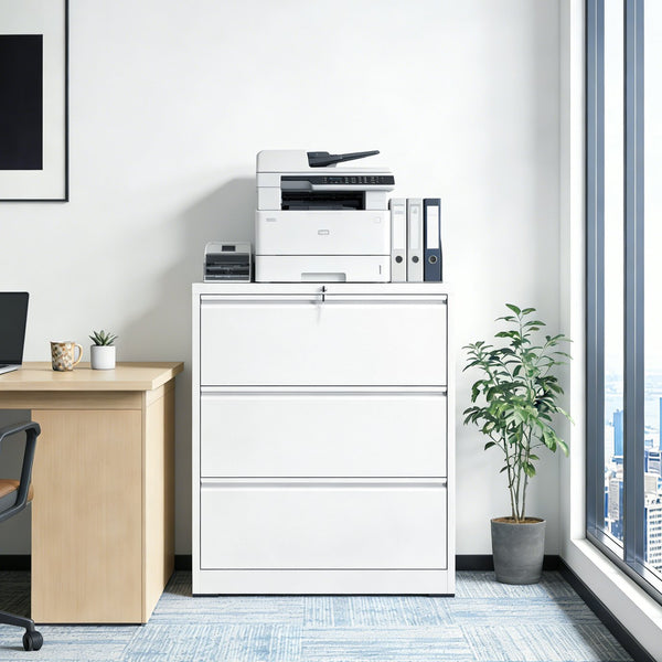English Elm Lateral Steel Filing Cabinet Two Drawer Locking Anti-tip Home Office Storage W2735P428820