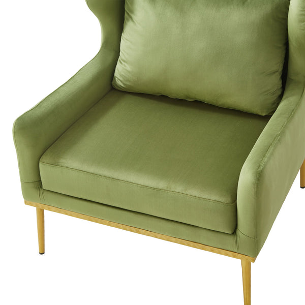 English Elm Modern Velvet Accent Chair Curved Arms Plush Cushion Upholstered Seat for Living Room Green N763P360686F