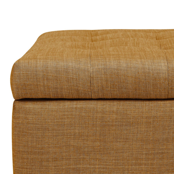 English Elm Tufted Linen Square Ottoman with Lift Top Storage Nailhead Trim Living Room Ginger B2748P481669