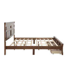 English Elm King Pine Wood Storage Bed with Led Lighting Usb Charging Tall Panel Headboard Walnut W504S00270
