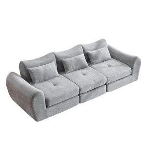 English Elm Modular Cloud Sectional Sofa Bed with Flannelette Upholstery for Flexible Living Grey W1829S00076