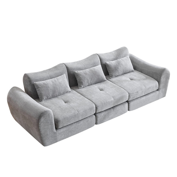 English Elm Modular Cloud Sectional Sofa Bed with Flannelette Upholstery for Flexible Living Grey W1829S00076