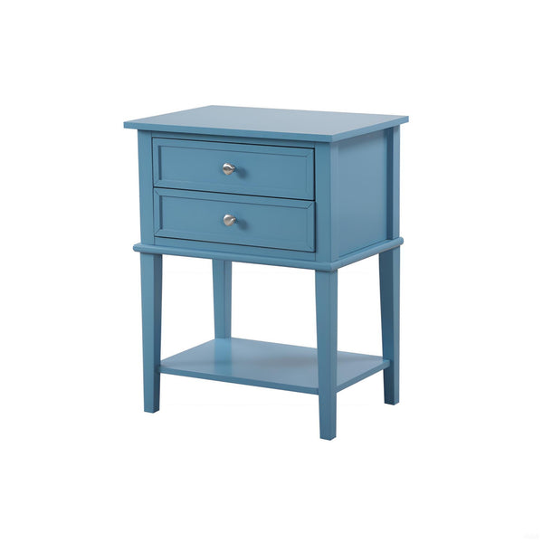 English Elm Chic Teal Nightstand with Open Shelf 28"H x22"W Modern Particle Board Accent Table, Easy Assembly, Sturdy Finish B078112101