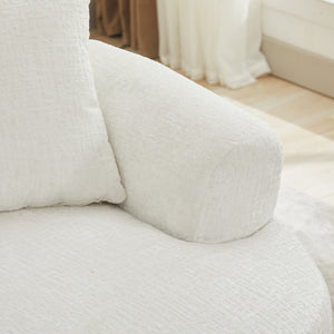 English Elm Curved Chenille Loveseat with Memory Foam Seating and Three Pillows for Compact Spaces Beige W2915P324468