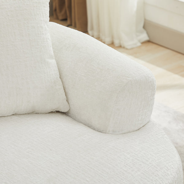 English Elm Curved Chenille Loveseat with Memory Foam Seating and Three Pillows for Compact Spaces Beige W2915P324468