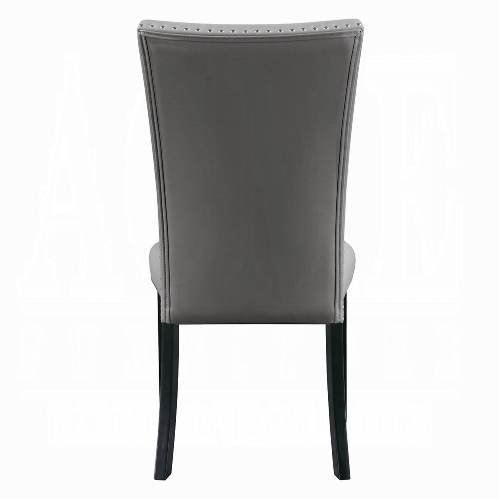 English Elm Modern Upholstered Side Chairs Set of 2 Gray Synthetic Leather Dining Chairs with Nailhead Trim, Black Legs, Comfortable Design for Entertaining B2741P336522