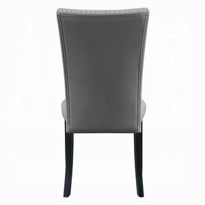 English Elm Modern Upholstered Side Chairs Set of 2 Gray Synthetic Leather Dining Chairs with Nailhead Trim, Black Legs, Comfortable Design for Entertaining B2741P336522