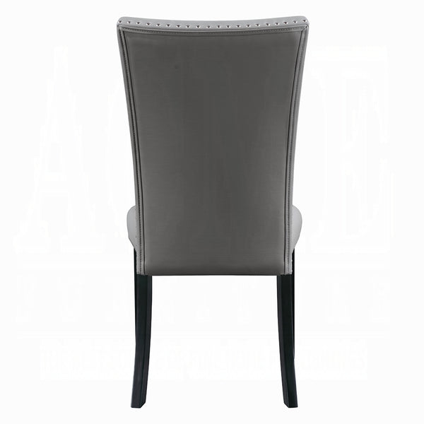 English Elm Modern Upholstered Side Chairs Set of 2 Gray Synthetic Leather Dining Chairs with Nailhead Trim, Black Legs, Comfortable Design for Entertaining B2741P336522