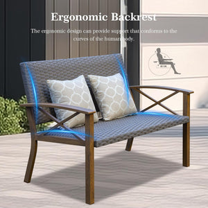 English Elm Aluminum Outdoor Conversation Set Pe Wicker 4 Piece Patio Sofa with Quick Dry Cushions W1859S00179