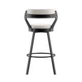 Homelegance By Top-Line Amir Faux Leather Metal Swivel 29" Bar Height Stools (Set of 2) White Metal