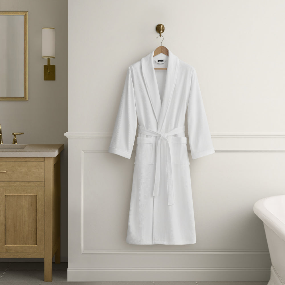 English Elm One Size Cotton Terry Kimono Bath Robe with Anti-microbial Treatment for Spa Comfort B035P440225