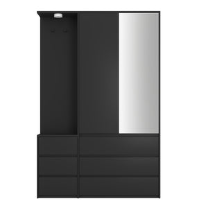 English Elm 8 Drawer Tall Chest Slim Particleboard Build Smooth Gliding Storage for Bedroom Closet Black W409S00007