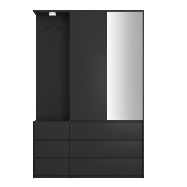 English Elm 8 Drawer Tall Chest Slim Particleboard Build Smooth Gliding Storage for Bedroom Closet Black W409S00007