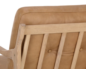 Sunpan Gilmore Lounge Chair - Bold Mid-Century Design with Solid Oak Frame and Luxurious Leather Seatback Light Oak / Sahara Camel Leather