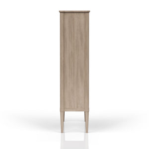 English Elm Display Sand-Colored Bookcase with Glass Doors, Mindi Veneer, 2 Shelves & Drawer — Transitional Style B2699P226095