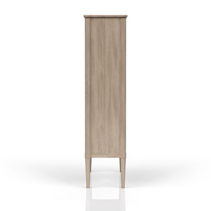 English Elm Round Sand Expandable Dining Set with 4 Ladderback Chairs, Glass-Front Server and Display Case Natural1 B2699S00065