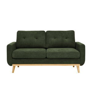 English Elm 67.7" Tufted Button Mid-century Loveseat with Splayed Wood Legs for Living Rooms Antique Green B355P428573