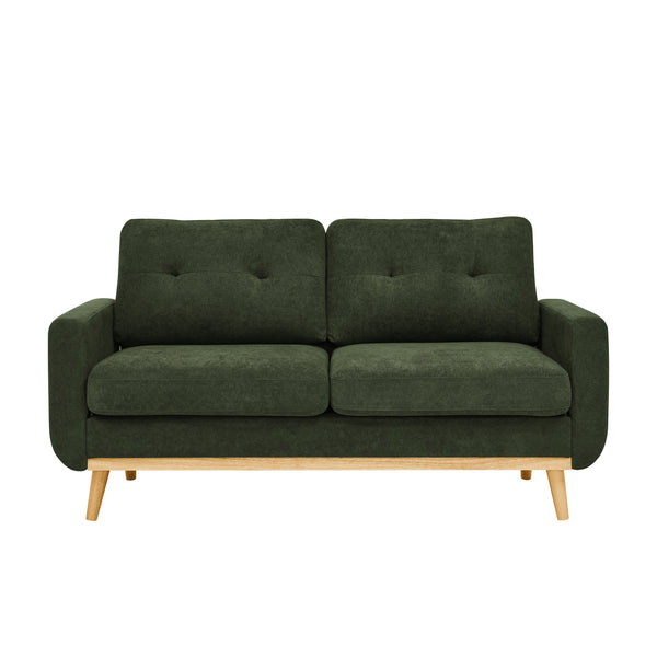 English Elm 67.7" Tufted Button Mid-century Loveseat with Splayed Wood Legs for Living Rooms Antique Green B355P428573