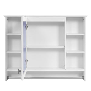 English Elm 3-in-1 Wall Mounted Medicine Cabinet with Soft Close Door Towel Bar and Vanity Mirror White N710P358618K