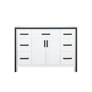 English Elm White 48-in Bath Vanity Cabinet with Soft-Close Drawers, Solid Wood Frame, Fully Assembled Storage B2731P260689