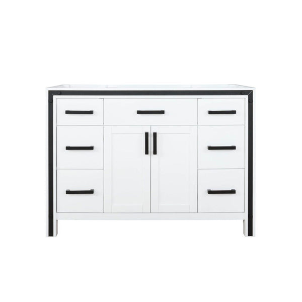 English Elm White 48-in Bath Vanity Cabinet with Soft-Close Drawers, Solid Wood Frame, Fully Assembled Storage B2731P260689