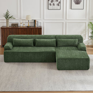 English Elm Chenille L-Shape Oversized Sectional Sofa - Plush Minimalist Design, No Assembly, Perfect For Any Space W2339S00067