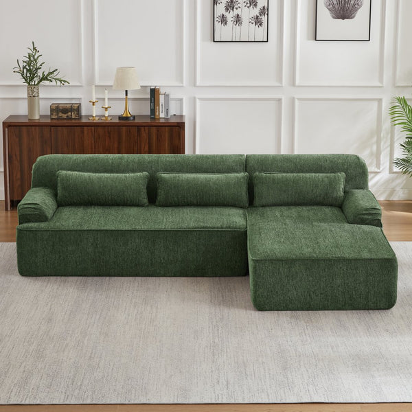 English Elm Chenille L-Shape Oversized Sectional Sofa - Plush Minimalist Design, No Assembly, Perfect For Any Space W2339S00067