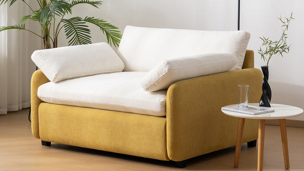 English Elm 50*43" Oversized Chenille Armchair Deep Lounge Seat Modern Minimalist Living Room Chair Cream,Yellow N723S5042L