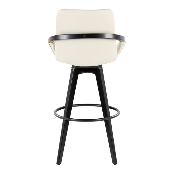 English Elm Fixed-height Swivel Barstools Upholstered Grey Fabric Black Wood Legs Kitchen Set of 2 B202S01898