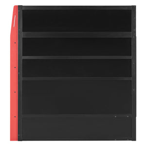 English Elm Full Size Wood Loft Bed with Rgb Lighting Desk Storage and Gaming Console Shelf Red LT000260AAR