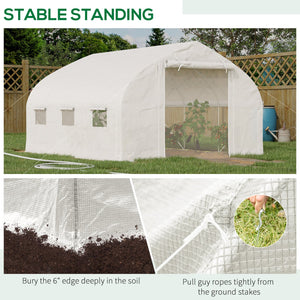 English Elm Outsunny Walk-in Tunnel Greenhouse Steel Frame Pe Cover Ventilated Garden Hot House W2225P217793