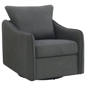 English Elm Nikko Charcoal Upholstered Swivel Chair with Plush Bouclé, Glide Motion, Sloping Arms & Cozy Cushions B062P353269