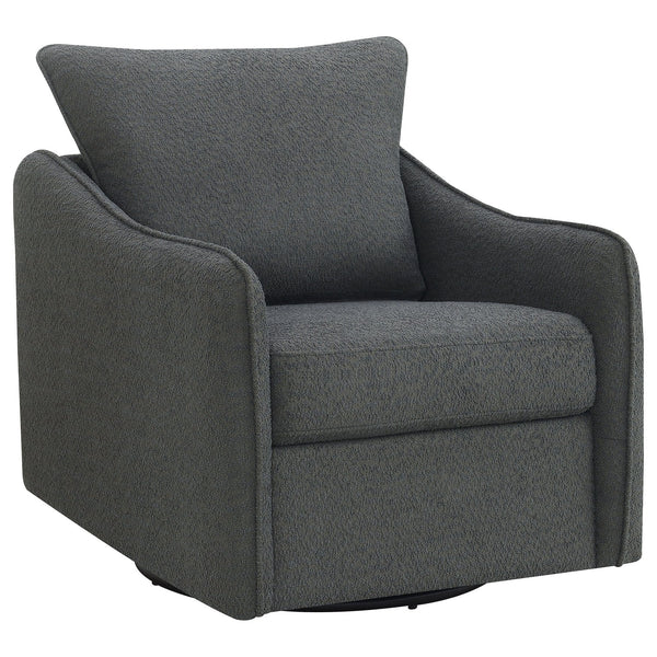 English Elm Nikko Charcoal Upholstered Swivel Chair with Plush Bouclé, Glide Motion, Sloping Arms & Cozy Cushions B062P353269