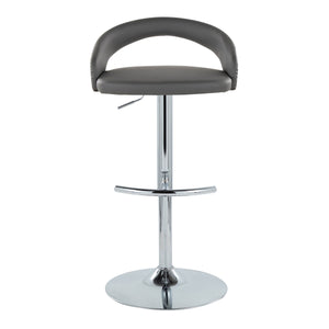 English Elm Adjustable Swivel Barstools with Chrome Base and Grey Faux Leather Set of Two B202S01987
