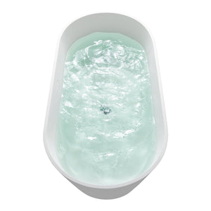 English Elm 63 Inch Freestanding Stone Resin Soaking Tub Matte White Spa Bathtub for Bathroom T3785P490211