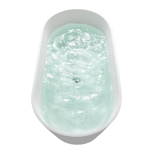 English Elm 63 Inch Freestanding Stone Resin Soaking Tub Matte White Spa Bathtub for Bathroom T3785P490211